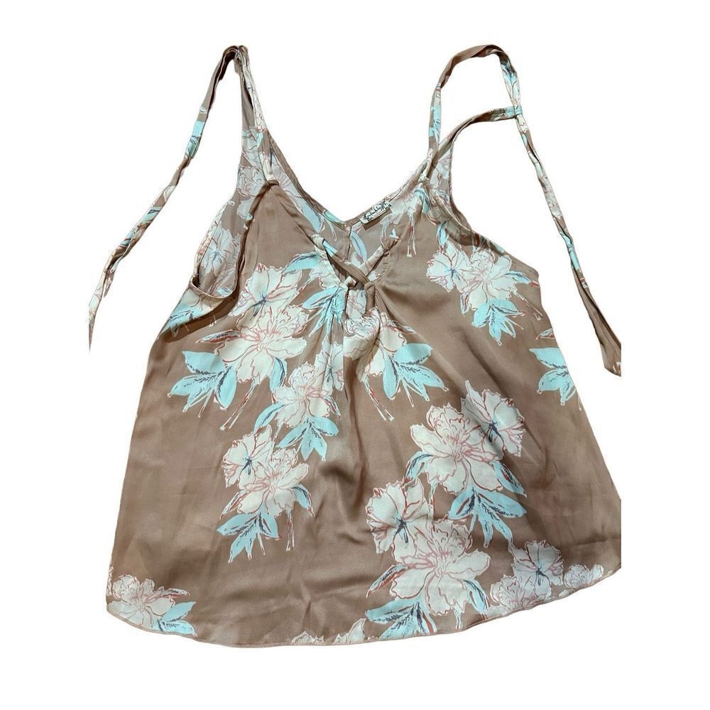 Free People Line Up Halter Cami Top Womens Floral Crisscross Front Sz S